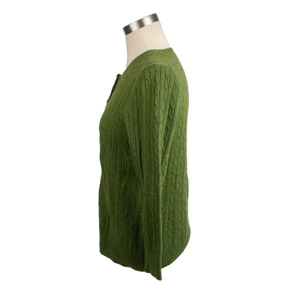 J. Crew Green Cashmere Blend Cable Knit Cardigan Sweater - Size Medium - Picture 3 of 8